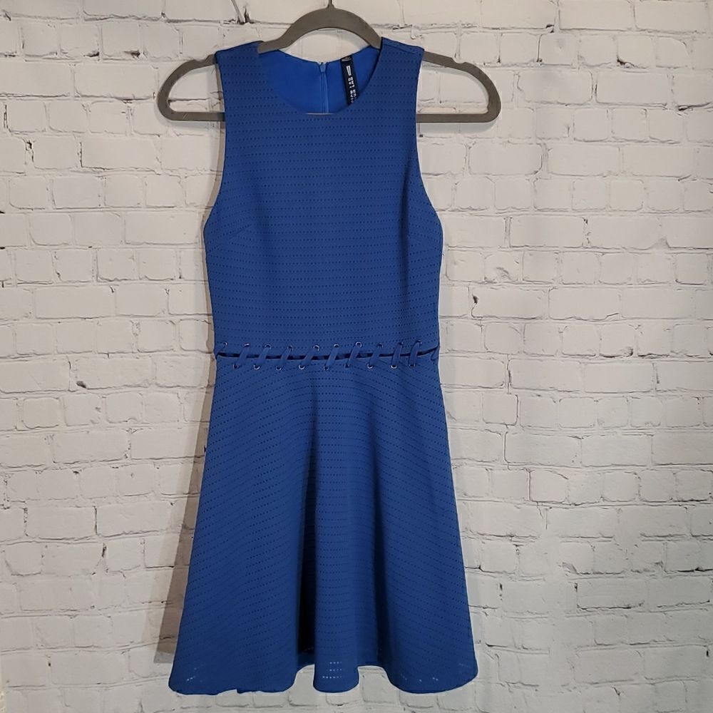 Design Lab Lord & Taylor blue skater dress